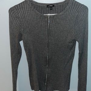 Grey zip-up sweater